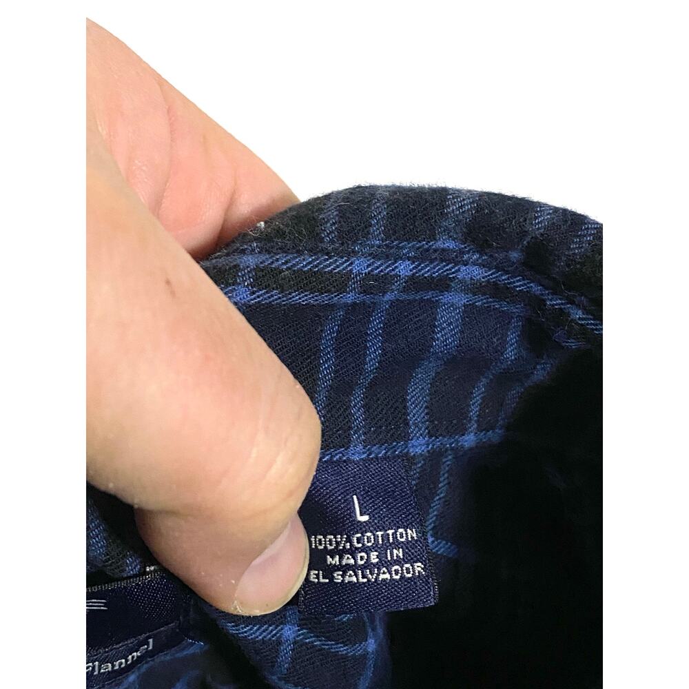 Roundtree & Yorke Outdoors Flannel Blue Plaid Button LS Shirt Mens L Classic Y2K - Picture 8 of 8